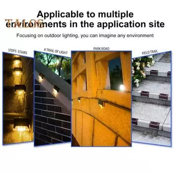 10 шт. солнечные палубные светильники, водонепроницаемый светодиодный солнечный настенный светильник с автоматическим включением/выключением, нулевая стоимость ступенчатого освещения, теплые/белые/цветные светящиеся фонари для забора для садовых лестниц W