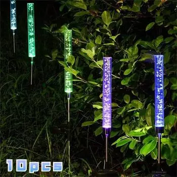 10 шт. Солнечные садовые светильники, уличные солнечные трубчатые светильники, солнечные акриловые пузырьковые светильники, водонепроницаемые RGB-светодиоды, меняющие цвет, солнечные светильники 1pc