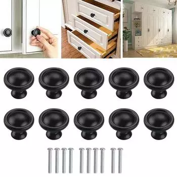 10 шт. спальня кухня ящик шкаф премиум черные круглые ручки файловый шкаф ручки фурнитура тяги 10PC