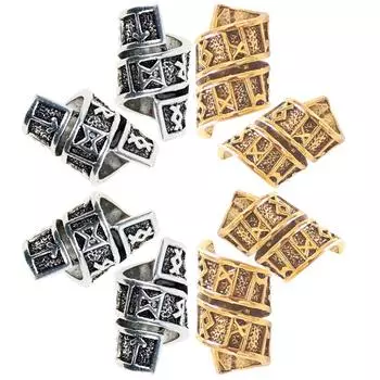 10 шт. Спиральные бусины с рунами викингов, подвески, бусины для дредов, косички, бороды, бороды или волосы серебряный