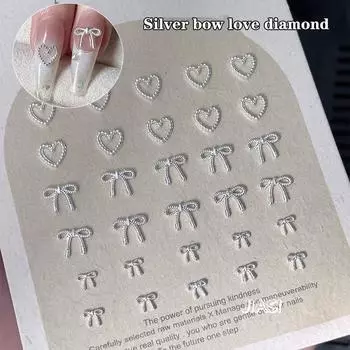10 шт. сплава бант любовь ногтей украшения 3D роскошные металлические серебряные банты в форме ювелирных изделий DIY маникюр дизайн принадлежности