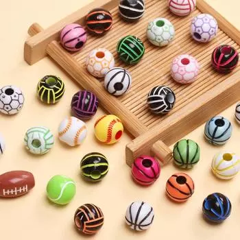 10 шт. спортивные бусины 11 мм баскетбол бейсбол волейбол футбол теннис софтбол бусины ремесла браслет ожерелье кулон акриловые бусины Style 13