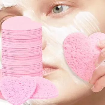 10 шт. спрессованная целлюлозная губка для лица в форме сердца 100% натуральная многоразовая косметическая спа-губка для очищения лица отшелушивания