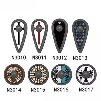 10 шт. средневековый военный MOC щит строительные блоки фигурка солдата крестоносец оружие аксессуары DIY мини кирпичи игрушка подарок