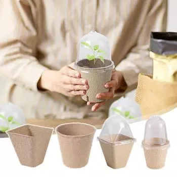 10 шт. стакан для рассады с крышкой, стакан для проращивания семян фруктов и овощей, горшки для выращивания рассады, биоразлагаемые одноразовые