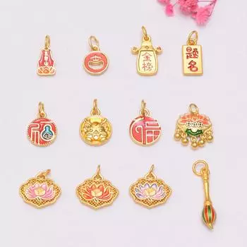 10 шт. старинный золотой кулон с каплями, сохраняющий цвет, маленький кулон в виде цветка лотоса, браслет ручной работы из бисера, аксессуары для браслета. T19 3#