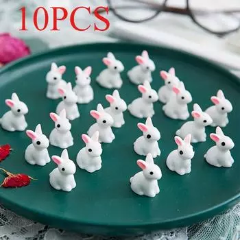 10 шт. статуэток пасхального кролика, мини-украшения в виде кролика из смолы, подходят для самостоятельного украшения дома, гостиной, офиса, подарков на Новый год и День святого Валентина M