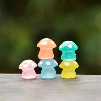 10 шт., статуя гриба, светящаяся в темноте, очаровательный 5-точечный дизайн, светящаяся смола, мини-статуя гриба, украшение для стола, домашний декор синий