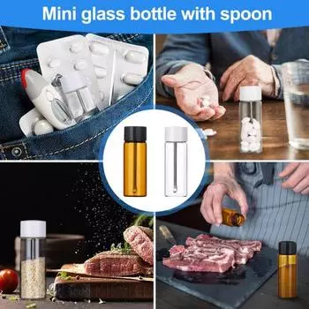 10 шт., стеклянные флаконы с ложками, портативный дозатор для специй, герметичный набор банок для хранения, набор для кемпинга, путешествий на открытом воздухе 10 pcs