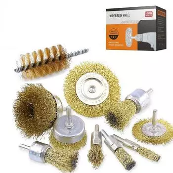 10 шт., стержень, щетка из стальной проволоки, шлифовальный круг, щетка для полировки стальной проволоки, электрическая дрель, костюм щетки из стальной проволоки 10PCS