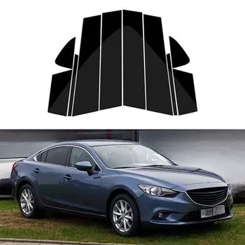 10 шт. стойки автомобиля для Mazda Atenza 2013-2019 глянцевая черная отделка двери, окна, наклейки, аксессуары для стайлинга