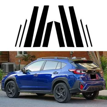 10 шт., стойки для окон и дверей автомобиля, накладка, наклейка для Subaru Crosstrek/Subaru XV 2018 2019-2023, глянцевая черная внешняя часть
