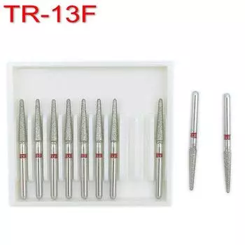 10 шт., стоматологические алмазные боры, стоматологические боры для высокоскоростного наконечника, диаметр ручки 1,6 мм, тонкий TR-13F