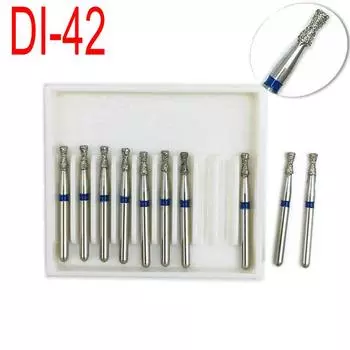 10 шт., стоматологические алмазные боры, сверла Dia-burs, полировка, разглаживание, отбеливание, продукт для высокоскоростного наконечника, средний DI-42