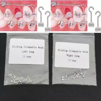 10 шт., стоматологические скользящие обжимные крючки, длинный правый/левый стоматологический ортодонтический крючок, 10 шт./пакет Left Size