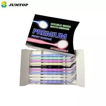 10 шт. стоматологических двухсторонних зеркал для полости рта, автоклавируемые поверхностные отражатели для осмотра с ручкой, оральное зеркало для отбеливания зубов