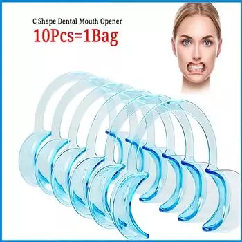 10 шт. стоматологический открыватель рта C-образной формы, автоклавируемый, устойчивый к дезинфекции, одноразовый внутриротовой открыватель для щек и губ, инструмент стоматолога S синий