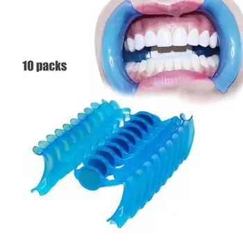 10 шт. стоматологическое оральное зеркало в форме буквы М, открывалка для рта, пластиковое отбеливание зубов, форма банта, губ, щек синий