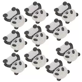 10 шт. Стразовые нашивки Приутюживаемые Кристальные аппликации Мультяшные украшения для DIY рукоделия Панда