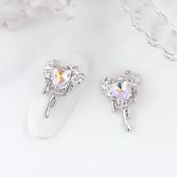 10 шт., стразы для дизайна ногтей, украшения 3D, сердце, искусственный кристалл на сплаве, подвески, креативные украшения, аксессуары для чехла для телефона, ожерелье, ювелирные изделия