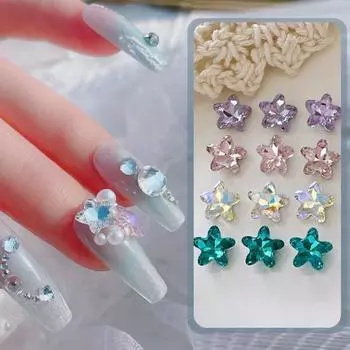 10 шт. стразы для ногтей красочные блестящие искусственные кристаллы трехмерные декоративные DIY подарок морская звезда украшения для ногтей маникюр украшения для леди фиолетовый