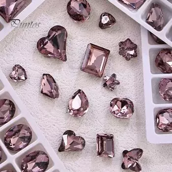 10 шт., стразы для ногтей с розовыми искусственными кристаллами, легко наносятся, прочные, очаровательные аксессуары для ногтей с заостренной нижней частью K