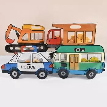 10 шт. строительный грузовик конфеты подарочный пакет полицейская машина экскаватор печенье закуски сумки на молнии детский день рождения сувениры декор поставки 10Pcs