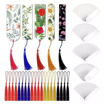 10 шт., сублимационная закладка с отверстием, красочные кисточки, теплопередача, сделай сам, акриловый маркер для страниц книги, дети, студенты, подарок на день рождения, Рождество, возвращение в школу 10 pcs