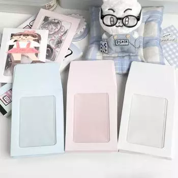 10 шт., сумка для карточек ярких цветов с прозрачной пленкой Kpop, 3-дюймовый конверт для фотокарточек, сделай сам, полое окно, упаковочный бумажный карман для карт