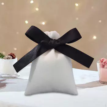 10 шт. сумка-мешок для украшений на шнурке для женщин, органайзер для хранения с подвесками из лент Black Ribbon 7x9cm