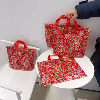 10 шт. сумка-тоут с цветочным узором, пластиковый пакет, сумка для покупок в китайском стиле, сумка для магазина одежды, подарочный пакет, упаковочная сумка