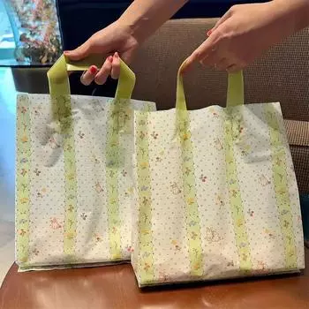 10 шт. Сумки для покупок, милые мятно-зеленые сумки-тоут с кроликом, подарочная упаковка с красивым дизайном кролика, многоразовые, многоразмерные варианты 25x30cm