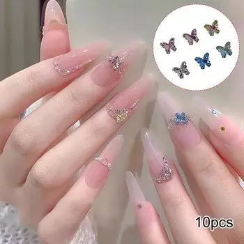 10 шт. супер-вспышка кристалл бабочка нейл-арт стразы остроконечное дно сверло стеклянный камень 3D ногти украшения своими руками аксессуары one size