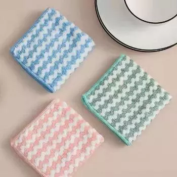 10 шт. супермягких полотенец для мытья посуды из микрофибры, супервпитывающие и пригодные для машинной стирки полотенца, полосатые полотенца для мытья посуды цвета кораллового бархата, полотенца для уборки из бамбукового волокна m
