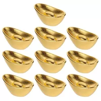 10 шт. сувениры для вечеринки в честь китайского Нового года, украшения для террариума, мини-слитки, домашний декор в стиле денег 1.5X0.8X0.6CM золотистый