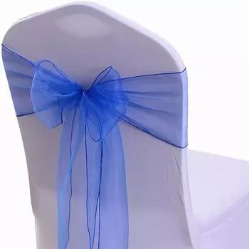 10 шт. свадебных лент из органзы для стульев, бантов 17x275 см, прозрачная шифоновая пряжа с кристаллами, ленты для стульев для вечеринок, банкетов, отелей, ресторанов, декора, завязок для стульев синий