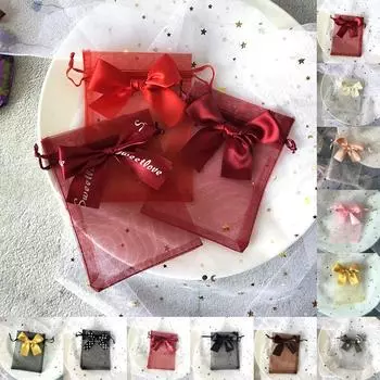 10 шт., свадебный подарок, изысканная сумка-бабочка, сумка из органзы, сетчатая сумка из пряжи на шнурке