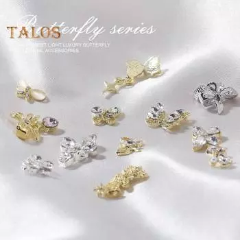 10 шт., сверкающие стразы, подвески для ногтей, трехмерный бантик, сплав, аксессуары «сделай сам», для красивых ногтей