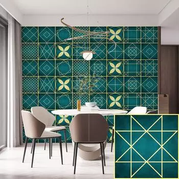 10 шт., светлая роскошная напольная наклейка GreenTiles, украшение для кухни, ванной комнаты, гардероба, кожаная текстура, износостойкие художественные обои 15cmX15cmX10pcs