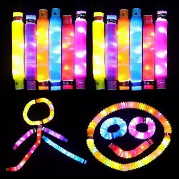 10 шт. светодиодная вспышка труба DIY светящиеся ожерелья светящиеся телескопические трубки игрушки забавные детские подарки свадебные украшения для вечеринок