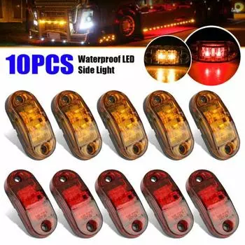 10 шт., светодиодные боковые фонари для грузовика, супер яркие, IP68, водонепроницаемые, универсальные, передние, задние, боковые, габаритные индикаторы, свет, автомобильные аксессуары A оранжевый