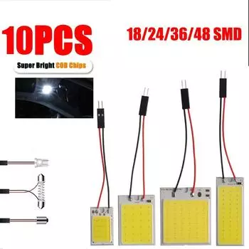10 шт. светодиодные лампы для автомобиля панель 18/24/36/48 SMD T10 BA9s 12 В COB лампа автомобильный плафон лампы для чтения автомобильные аксессуары для интерьера