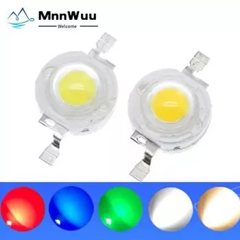 10 шт., светодиодные лампы с чипом, SMD COB, диоды, теплый, холодный, белый, красный, зеленый, синий, высокая мощность, 1 Вт, светодиодная лампа, бусины для выращивания света, бусины 10 Pcs 1W Light Bead белый