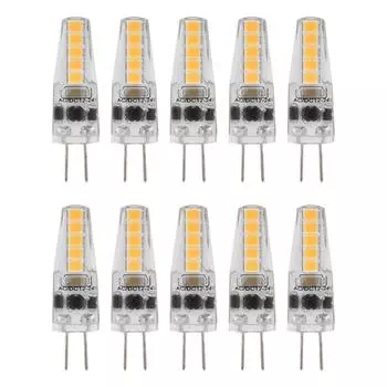10 шт. светодиодных ламп G4 2 Вт с двухконтактным цоколем, регулируемая яркость для люстры, потолочного светильника, настольной лампы 2700 К переменного тока