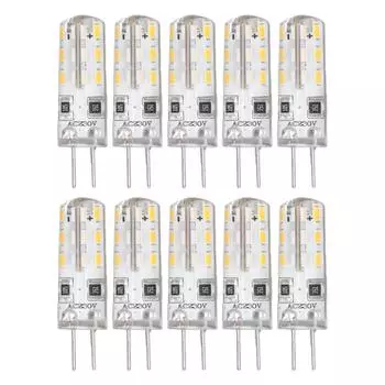 10 шт. светодиодных ламп G4 с двухштырьковым цоколем, силиконовые, теплый белый цвет, 3000 К, 1,5 Вт, переменный ток 220 В, 110 лм, ландшафтные лампы
