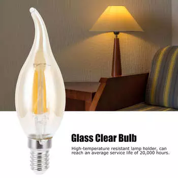 10 шт. светодиодных лампочек C35 с золотой нитью накаливания 2700 К 4 Вт с цоколем E14, прозрачное стекло, теплый белый свет 220?240В