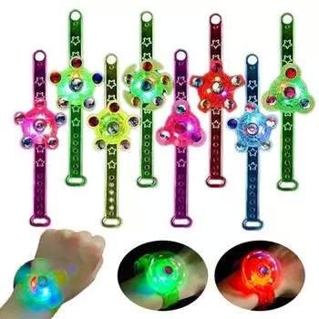 10 шт. светодиодных мигающих гироскопических часов для снятия стресса и беспокойства, регулируемых для детей и взрослых, мультяшных, цветных светящихся браслетов, игрушек, сувениров для вечеринок