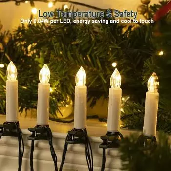 10 шт. светодиодных оконных свечей в виде рождественских елок, беспламенная конусная рождественская свеча, гирлянда с зажимами для украшения домашней вечеринки на Рождество 1M 10LED