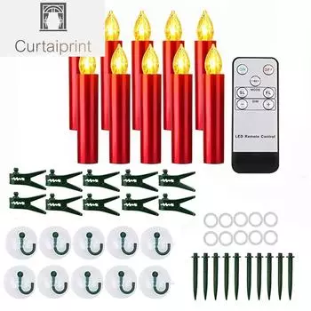 10 шт. светодиодных свечей для украшения рождественской елки с таймером и пультом дистанционного управления, мерцающее пламя, подарок на день рождения, новый год, домашний декор, свечная лампа