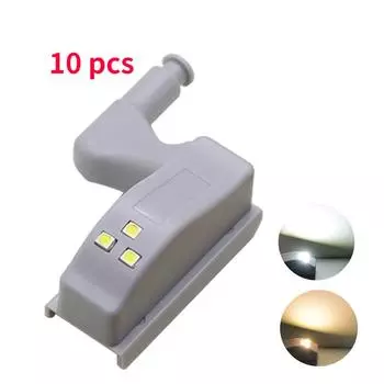 10 шт. светодиодных внутренних шарнирных ламп под шкафом, универсальные датчики освещения для шкафа, спальни, кухни, ночника